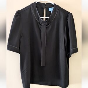 NWOT CeCe Black Tie-Neck Blouse ~ Sz XL